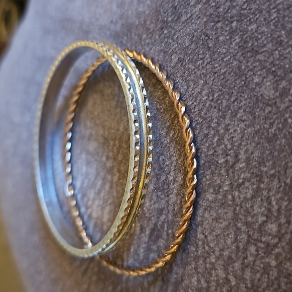 5/$25 Dainty Set of Two Twisted Textured Bangle Bracelets - Picture 3 of 4